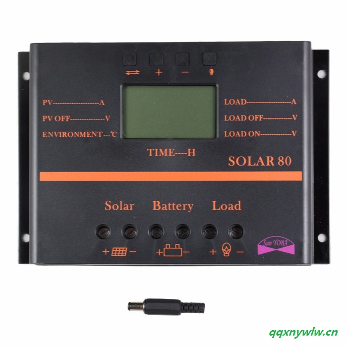 Sun YOBA PWM太陽能控制器 80A 12V/24V LCD顯示 USB5V 插口 光時控 SOLAR80