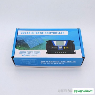 BSC2024光伏10A20A太陽能PWM智能充放電控制器12V/24V通用LCD帶背光USB支持鉛酸和鋰電池